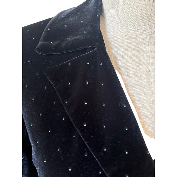 Nicole Shante Black Velvet Rainbow Polka Dot Blazer Size 4 - Picture 2 of 7